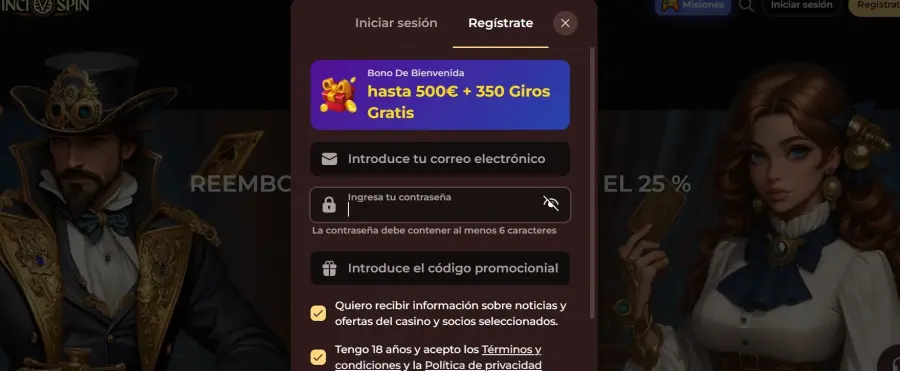 Vincispin codigo promocional